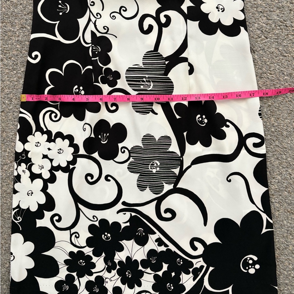 Connected Apparel Black White Abstract Retro Floral Sleeveless Dress Size 8 - Picture 10 of 14